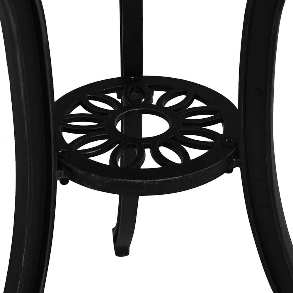 Vysa Round Garden Table with Decorative Inlays | Black Cast Aluminum 24"