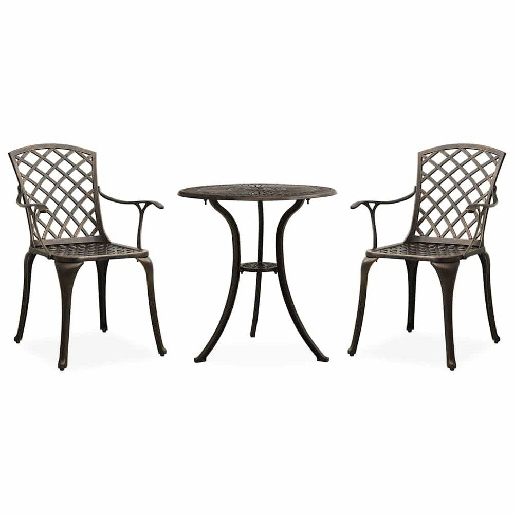 vidaXL 3 Piece Bistro Set Cast Aluminum Bronze