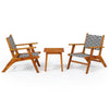 Henry Bistro Set with Black Rattan Chairs & Table | Solid Acacia Wood