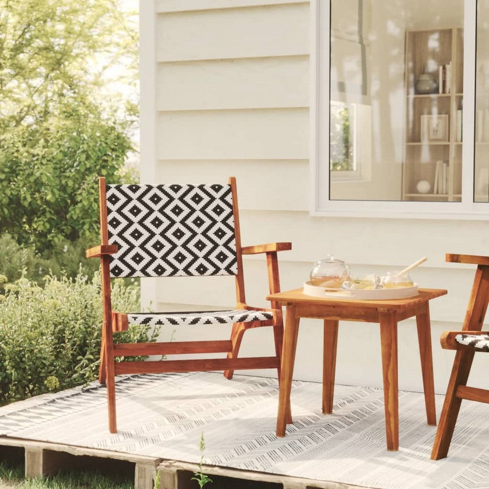 Henry Bistro Set with Black Rattan Chairs & Table | Solid Acacia Wood
