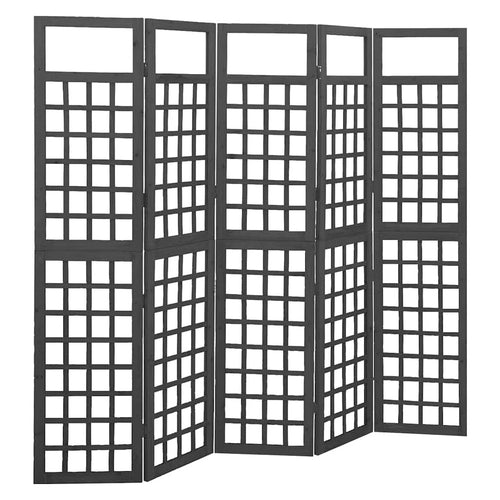 vidaXL 5-Panel Room Divider/Trellis Solid Fir Wood Black 79.3"x70.9
