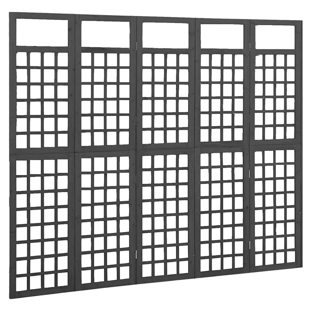 vidaXL 5-Panel Room Divider/Trellis Solid Fir Wood Black 79.3"x70.9