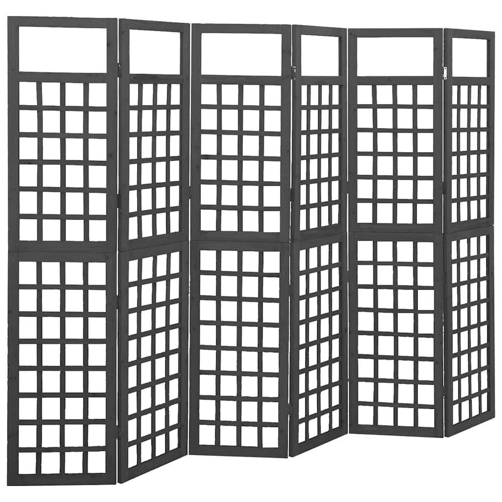 vidaXL 6-Panel Room Divider/Trellis Solid Fir Wood Black 95.5"x70.9