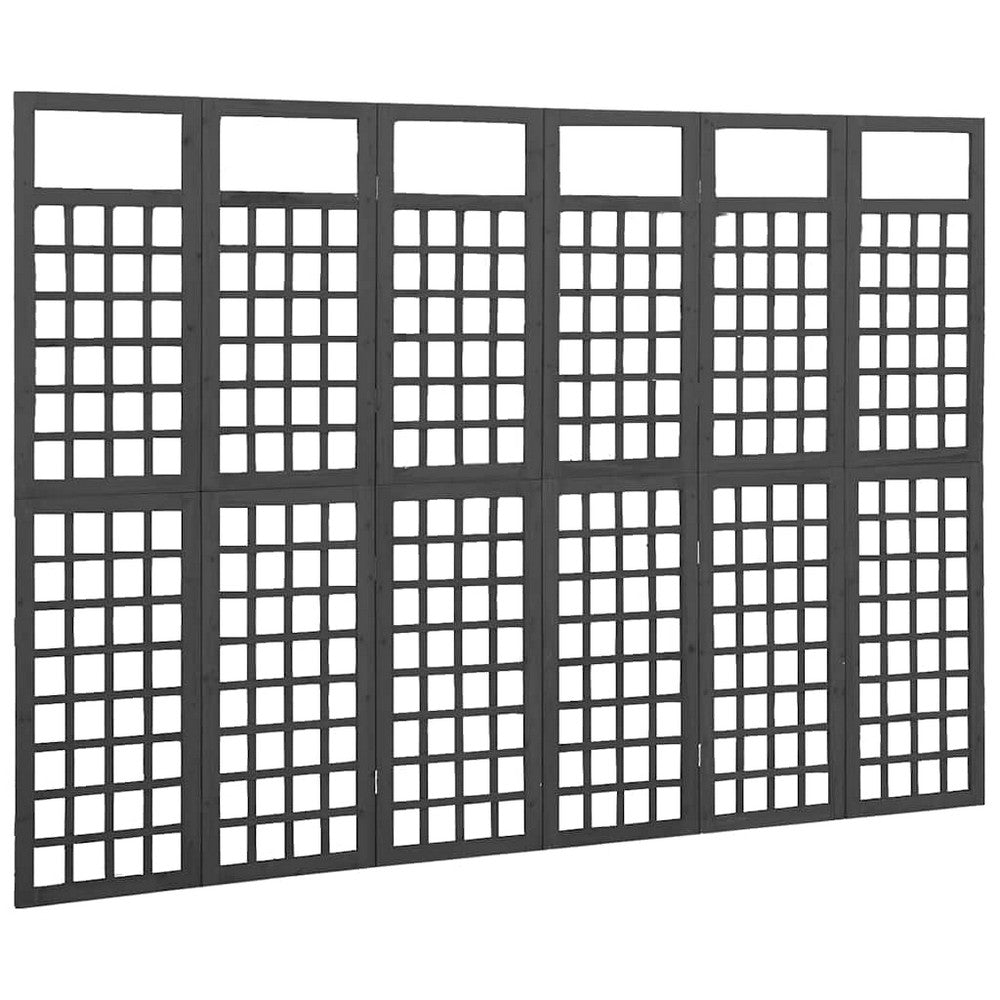 vidaXL 6-Panel Room Divider/Trellis Solid Fir Wood Black 95.5"x70.9