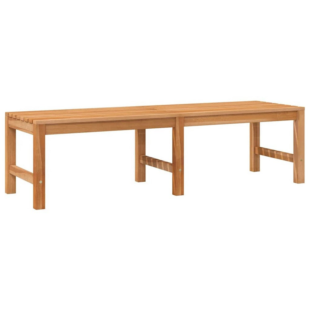 Rinie 3 Seater Garden Bench | Slatted Design | Brown Solid Teak Wood 59"