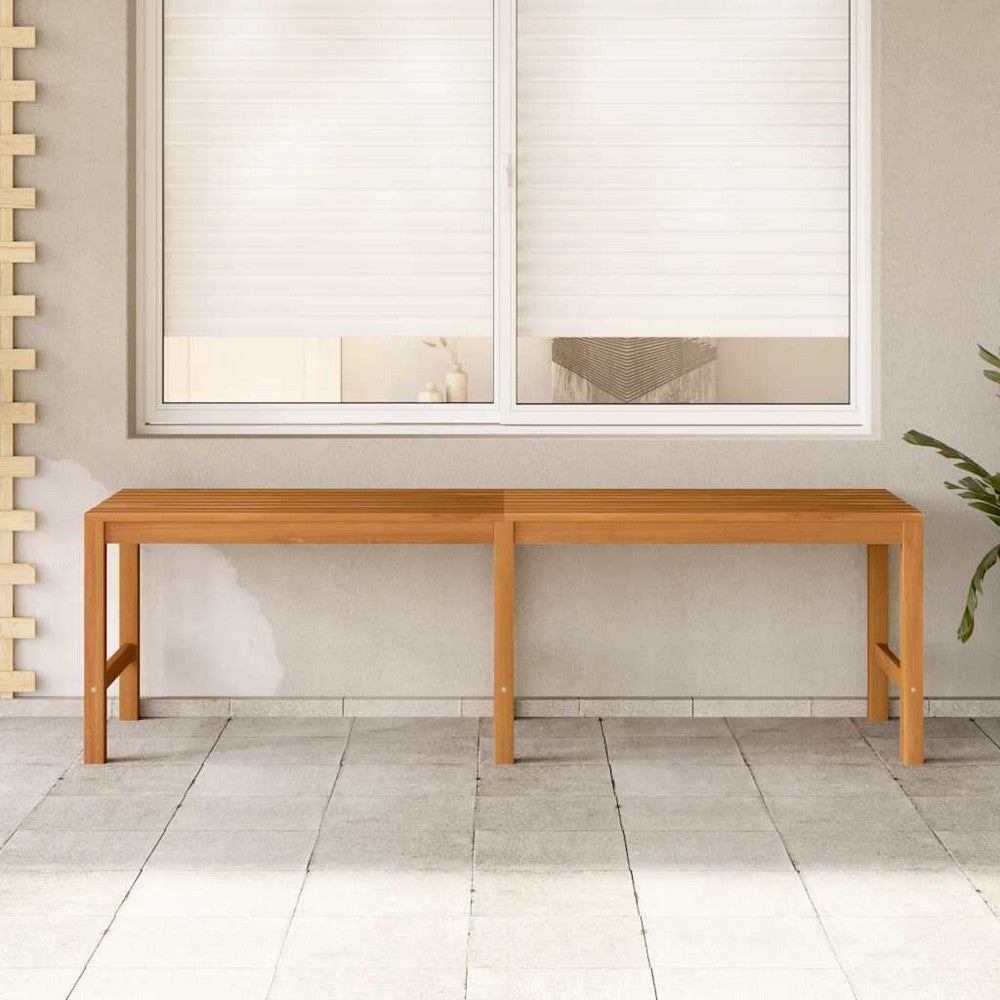 Rinie 3 Seater Garden Bench | Slatted Design | Brown Solid Teak Wood 59"