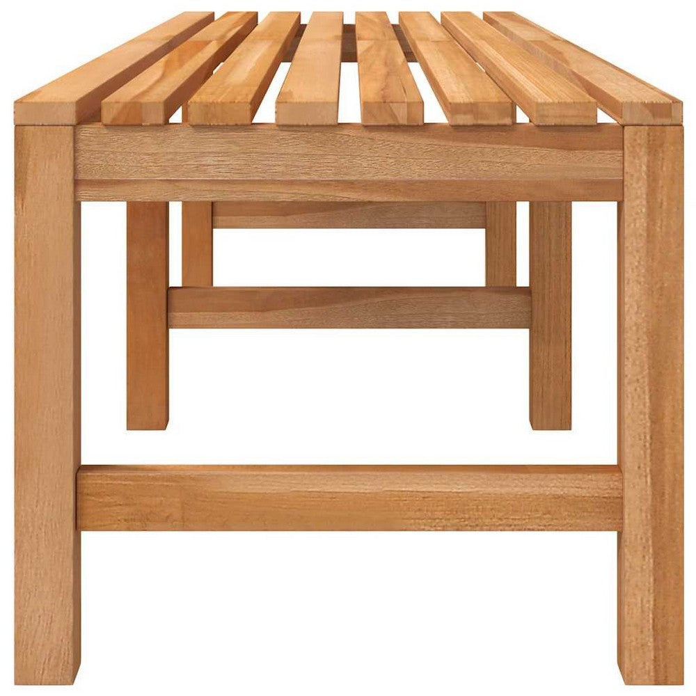 Rinie 3 Seater Garden Bench | Slatted Design | Brown Solid Teak Wood 59"