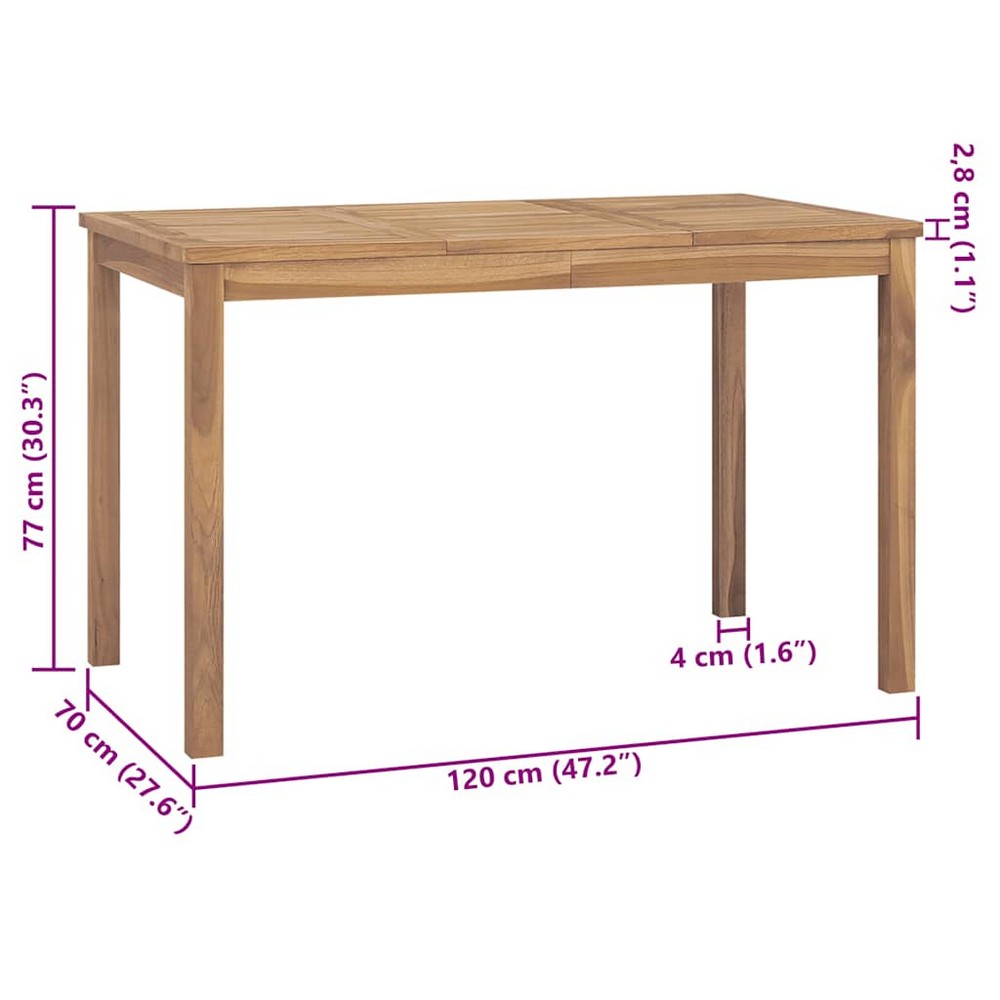 Kinara Rectangular Dining Table | Brown Solid Teak Wood 47"