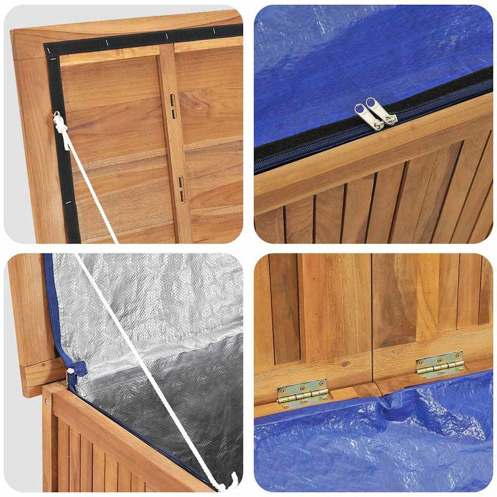Sayra Outdoor Storage Box with Oiled Finish | Brown Solid Teak Wood 45"