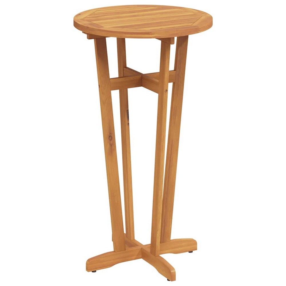 Danny Round Garden Bar Table with Cross Base | Brown Solid Acacia Wood 41"