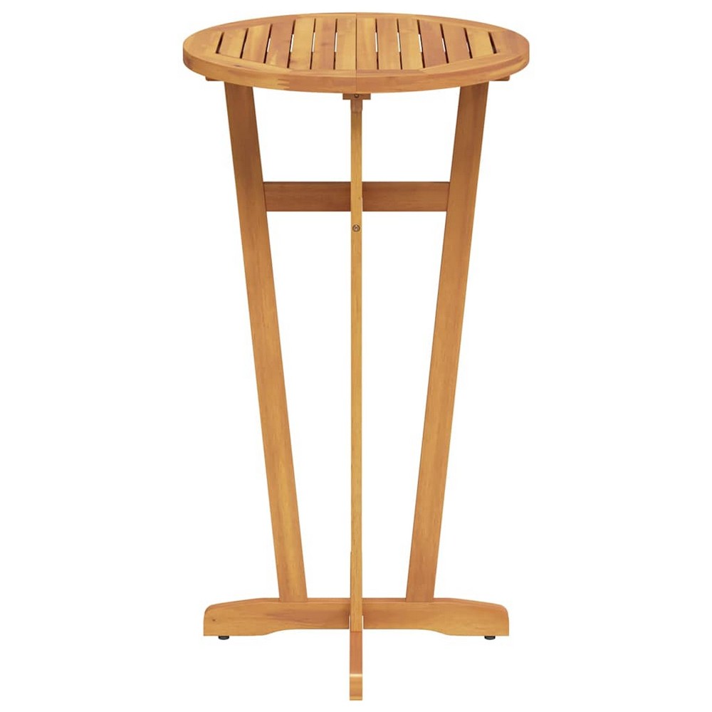 Danny Round Garden Bar Table with Cross Base | Brown Solid Acacia Wood 41"