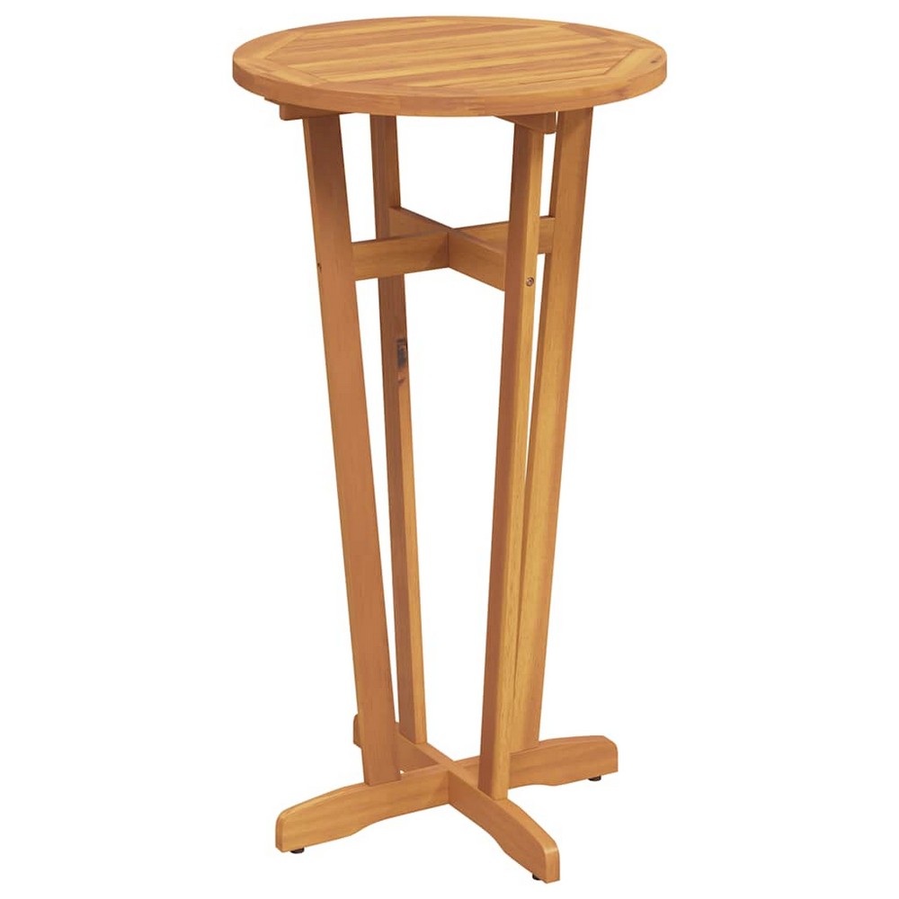 Danny Round Garden Bar Table with Cross Base | Brown Solid Acacia Wood 41"