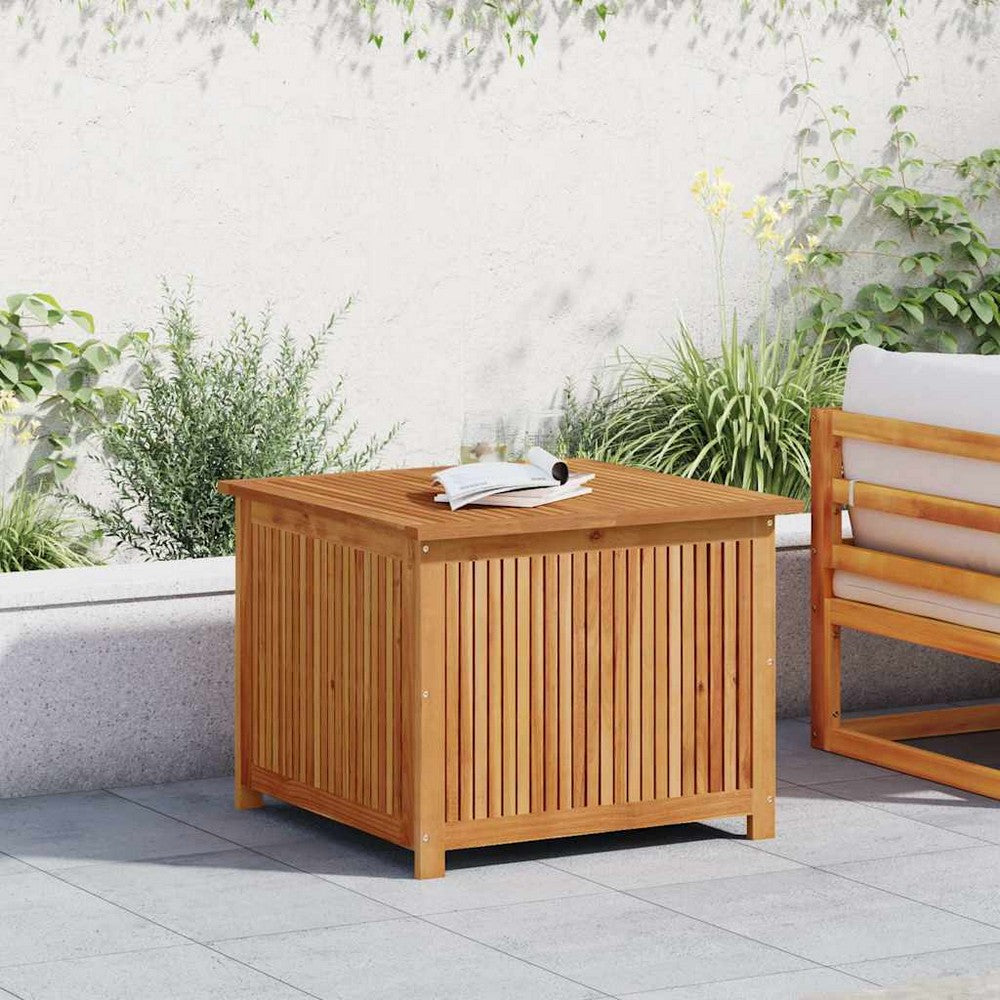 Inaya Square Outdoor Storage Box | Oiled Natural Acacia Wood 30"