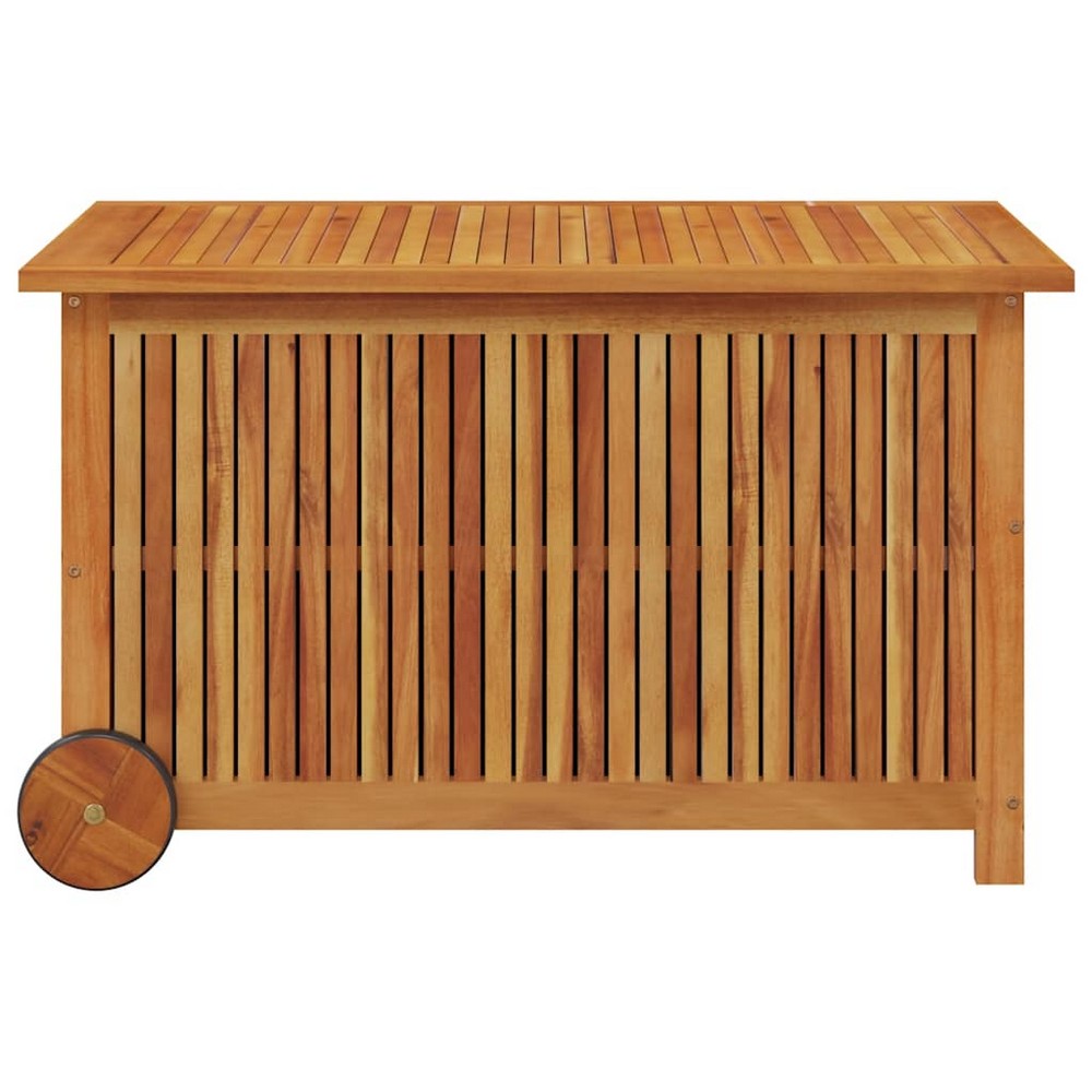 Manny Rectangular Outdoor Storage Box with Wheels | Natural Acacia Wood 35"