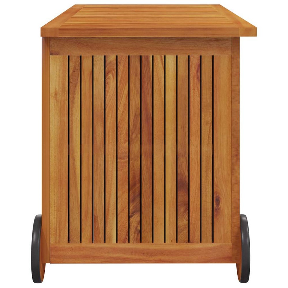 Manny Rectangular Outdoor Storage Box with Wheels | Natural Acacia Wood 35"