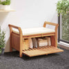 Dave Garden Storage Bench | Brown Acacia Wood | Cream-White Polyester 36"