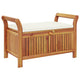 Dave Garden Storage Bench | Brown Acacia Wood | Cream-White Polyester 36"