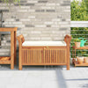 Dave Garden Storage Bench | Brown Acacia Wood | Cream-White Polyester 36"