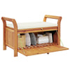 Dave Garden Storage Bench | Brown Acacia Wood | Cream-White Polyester 36"