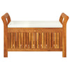 Dave Garden Storage Bench | Brown Acacia Wood | Cream-White Polyester 36"