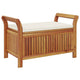 Dave Garden Storage Bench | Brown Acacia Wood | Cream-White Polyester 36"