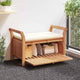 Dave Garden Storage Bench | Brown Acacia Wood | Cream-White Polyester 50"