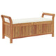 Dave Garden Storage Bench | Brown Acacia Wood | Cream-White Polyester 50"