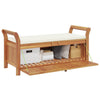 Dave Garden Storage Bench | Brown Acacia Wood | Cream-White Polyester 50"