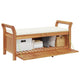 Dave Garden Storage Bench | Brown Acacia Wood | Cream-White Polyester 50"