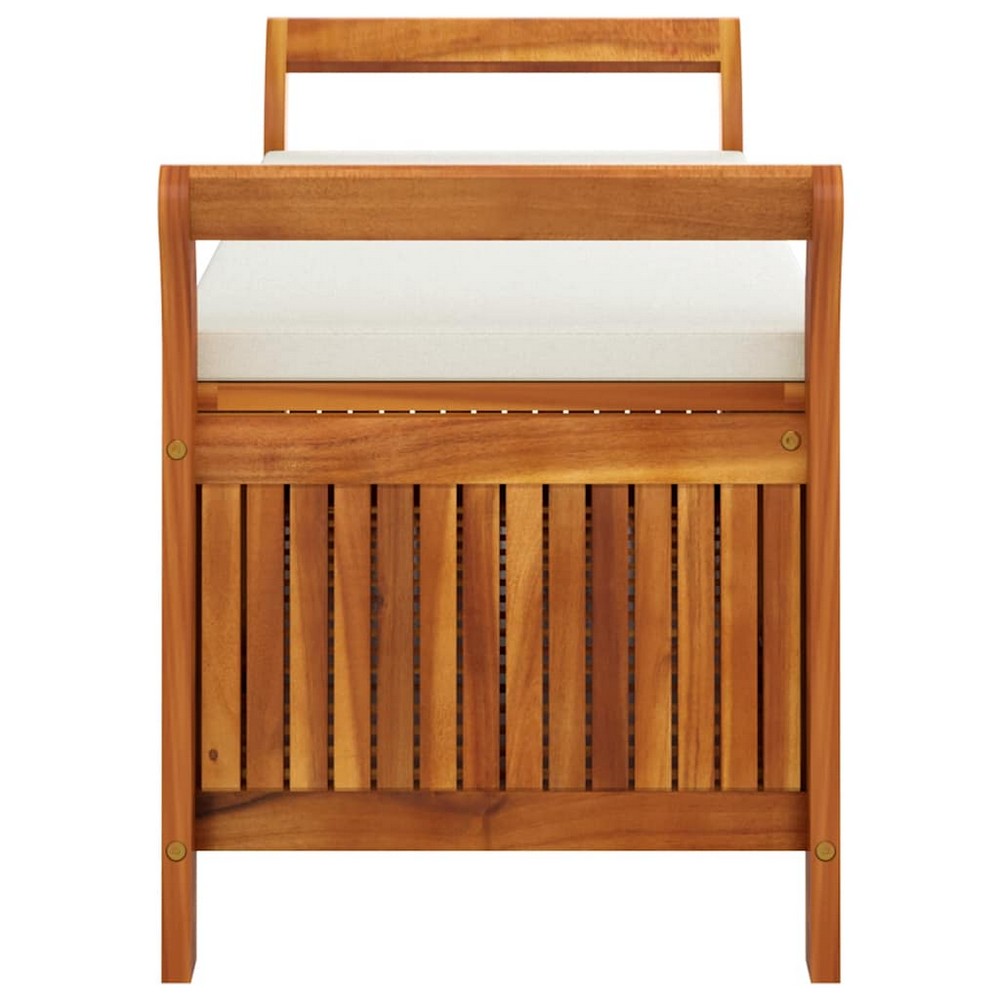 Dave Garden Storage Bench | Brown Acacia Wood | Cream-White Polyester 50"