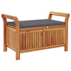 Dave Garden Storage Bench | Brown Acacia Wood | Dark Gray Polyester 36"