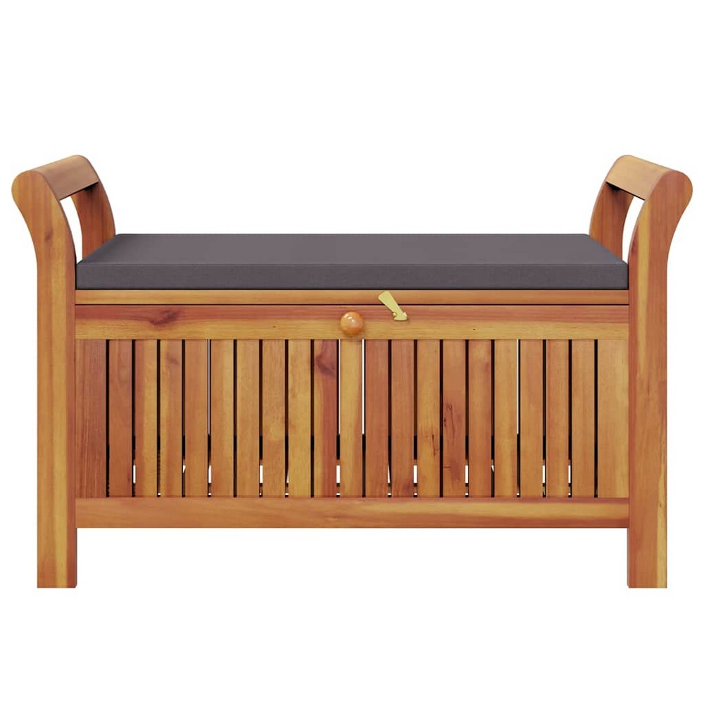 Dave Garden Storage Bench | Brown Acacia Wood | Dark Gray Polyester 36"