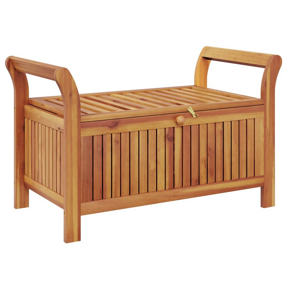 Dave Garden Storage Bench | Brown Acacia Wood | Dark Gray Polyester 36"