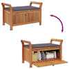 Dave Garden Storage Bench | Brown Acacia Wood | Dark Gray Polyester 36"