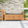 Dave Garden Storage Bench | Brown Acacia Wood | Dark Gray Polyester 50"
