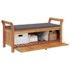 Dave Garden Storage Bench | Brown Acacia Wood | Dark Gray Polyester 50"