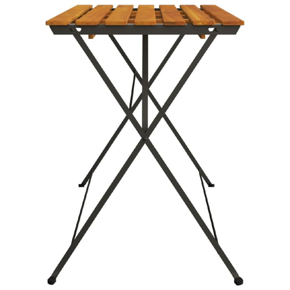 vidaXL Folding Bistro Table 39.4"x21.3"x28" Solid Wood Acacia and Steel