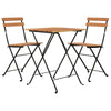 vidaXL 3 Piece Folding Bistro Set Solid Wood Teak and Steel