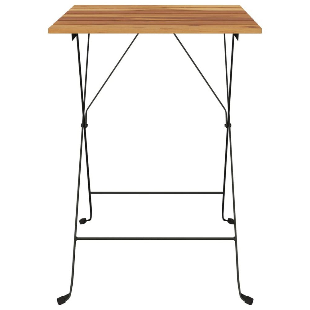 vidaXL Folding Bistro Table 21.7"x21.3"x28" Solid Wood Teak and Steel