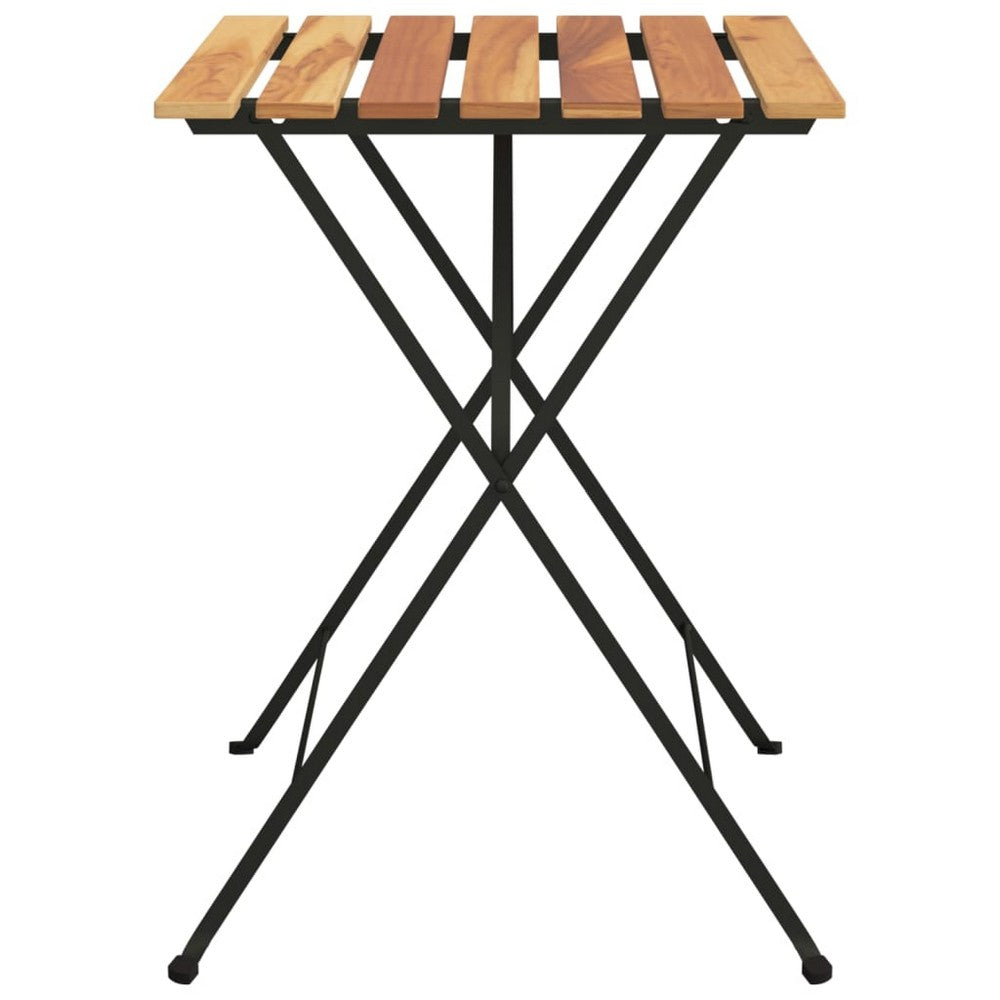 vidaXL Folding Bistro Table 21.7"x21.3"x28" Solid Wood Teak and Steel