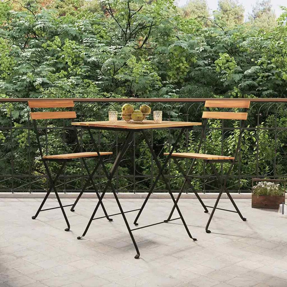 vidaXL Folding Chairs 2 pcs Solid Wood Teak and Steel