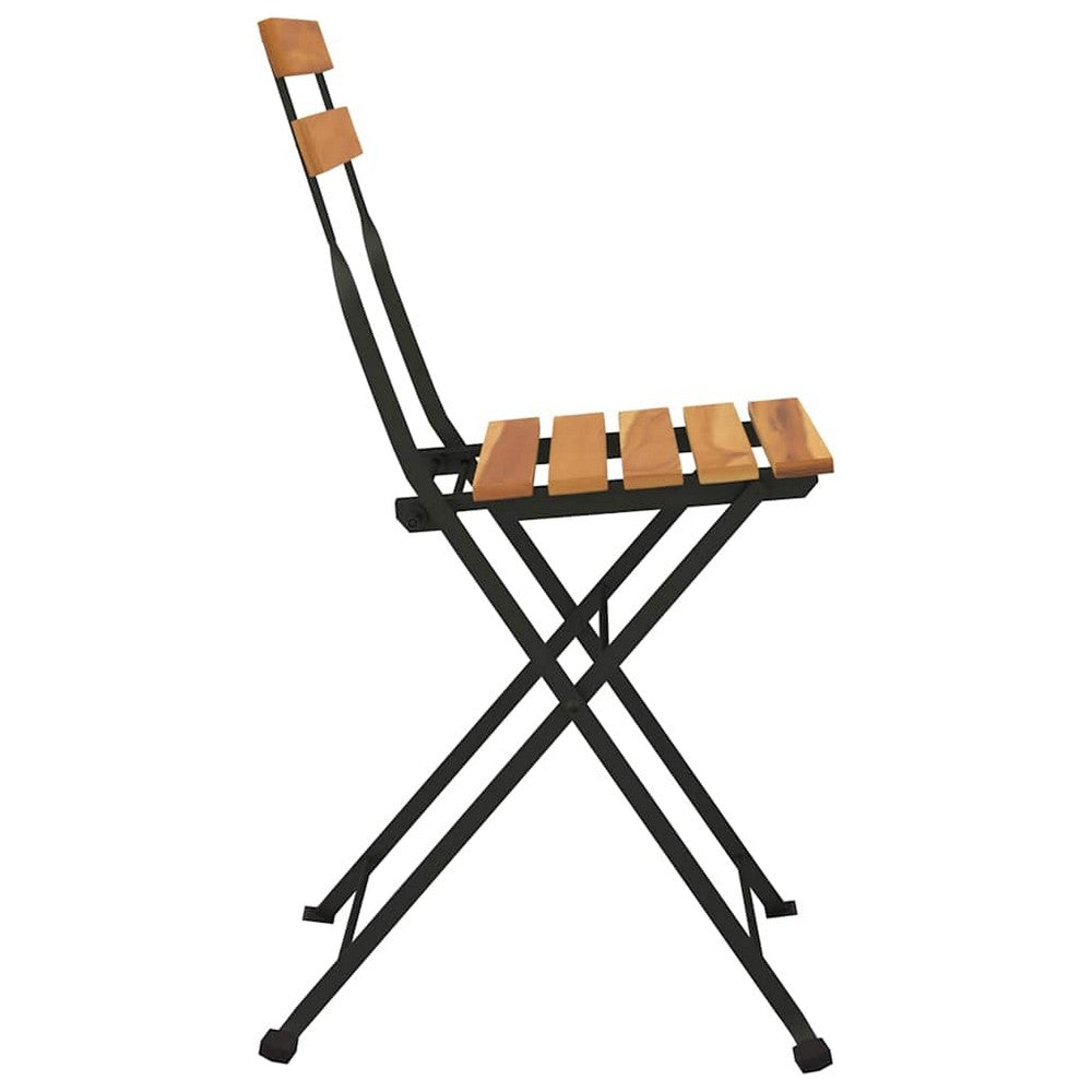 vidaXL Folding Chairs 2 pcs Solid Wood Teak and Steel
