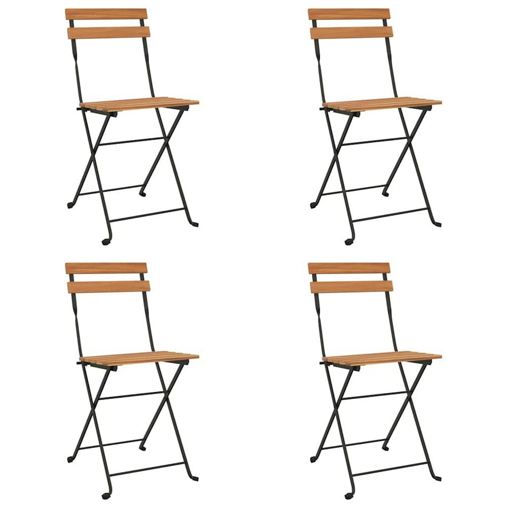 vidaXL Folding Chairs 4 pcs Solid Wood Teak and Steel