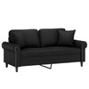 vidaXL 2-Seater Sofa with Throw Pillows Black 55.1" Faux Leather