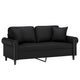 vidaXL 2-Seater Sofa with Throw Pillows Black 55.1" Faux Leather
