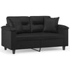 vidaXL 2-Seater Sofa with Throw Pillows Black 47.2" Faux Leather