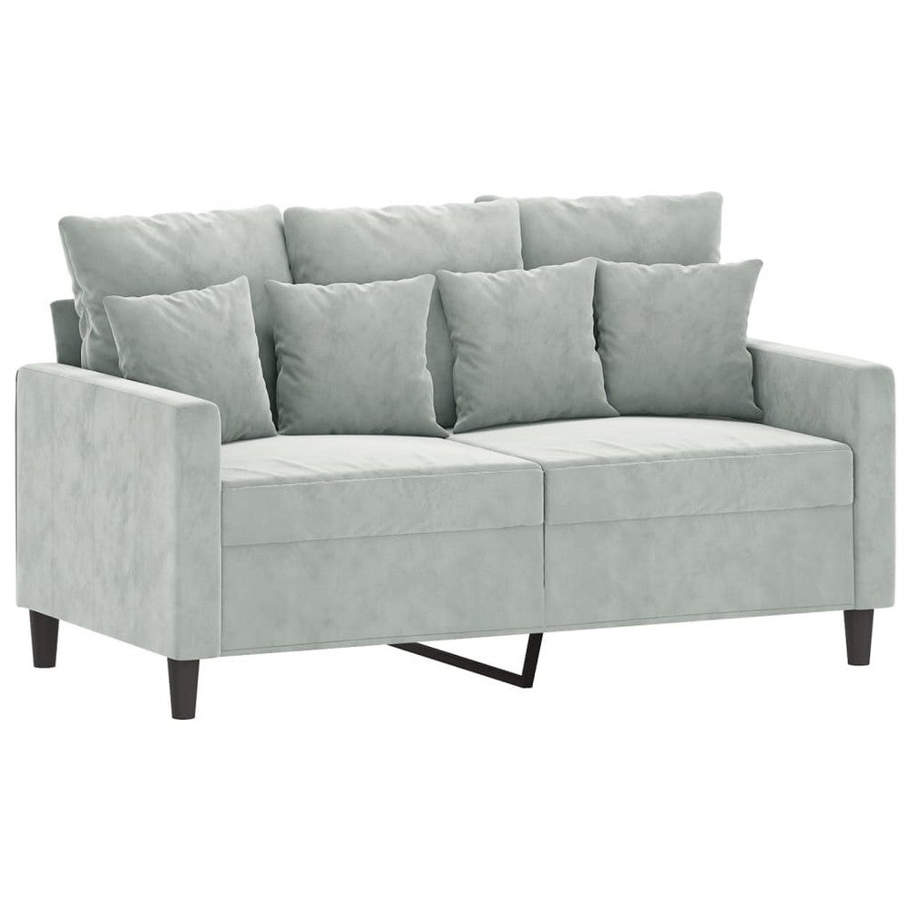 vidaXL 2 Piece Sofa Set with Cushions Light Gray Velvet