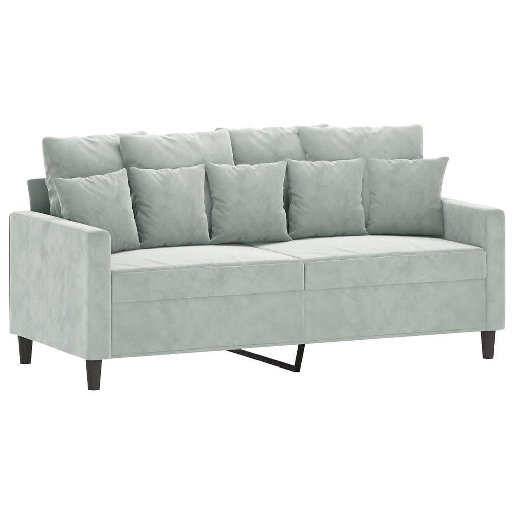 vidaXL 2 Piece Sofa Set with Cushions Light Gray Velvet