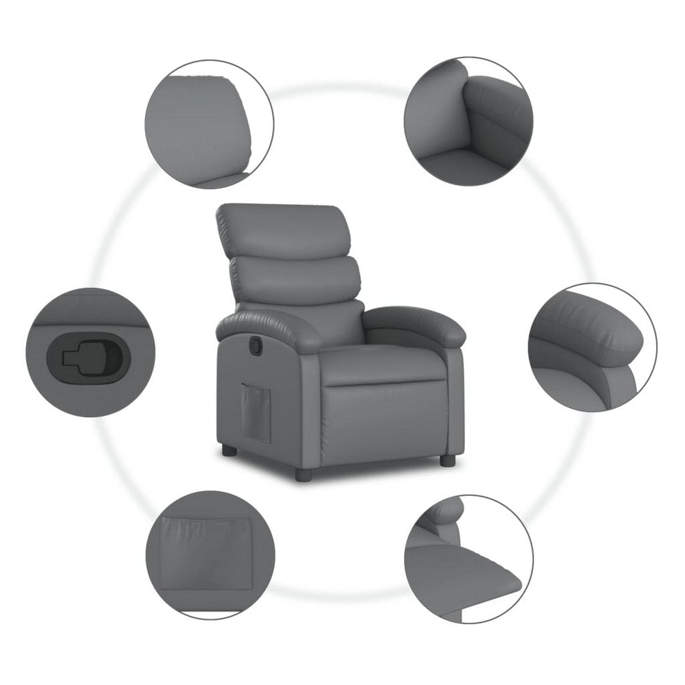 vidaXL Recliner Chair Grey Faux Leather