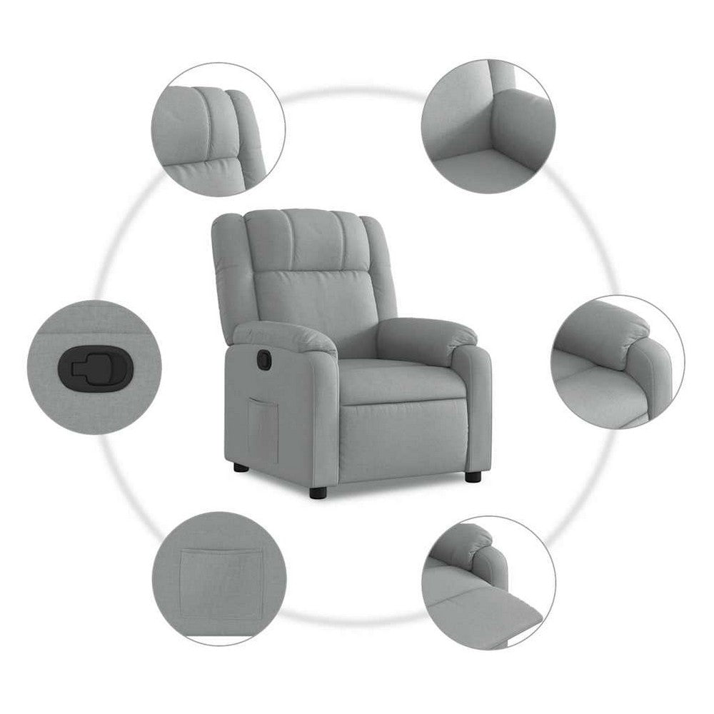 vidaXL Recliner Chair Light Grey Fabric